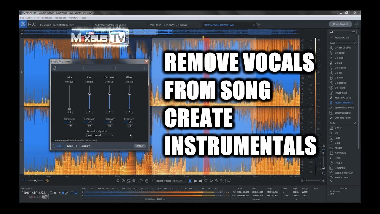 Remove vocals with izotope rx 5 demo